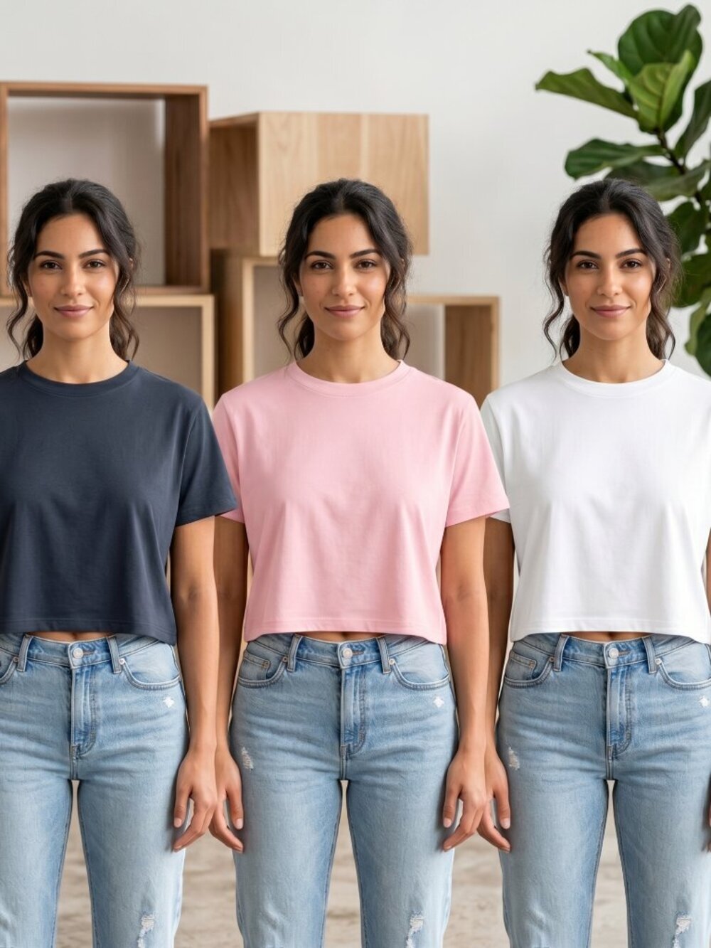NWT | Max & Allie 3-Pack Performance Crop Tops | Black, Pink, White | Size Large